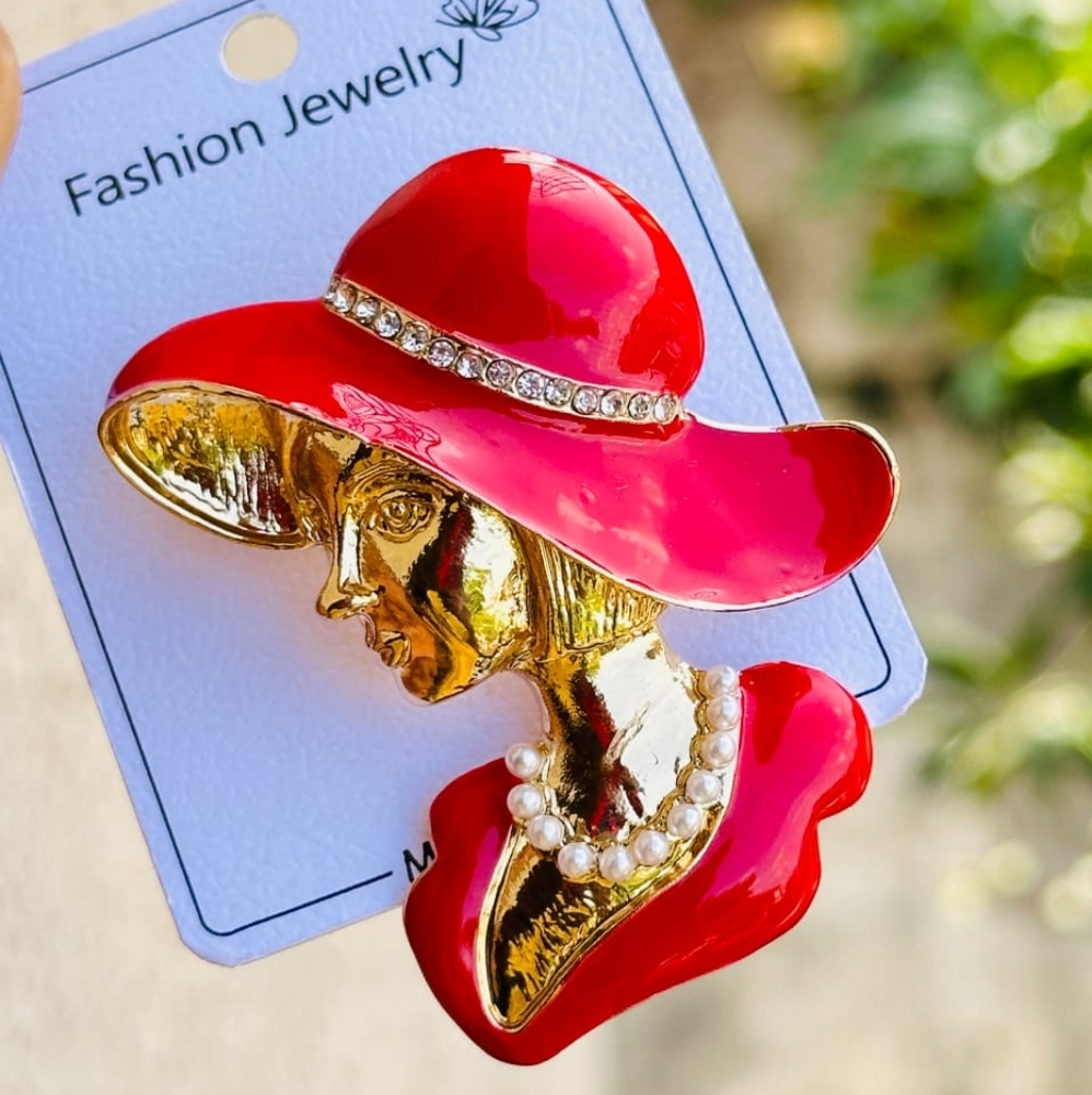 Lady in Red Brooch - NWT